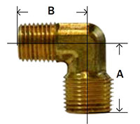 Brass Forged 90 Degree Male Reducing Elbow Diagram